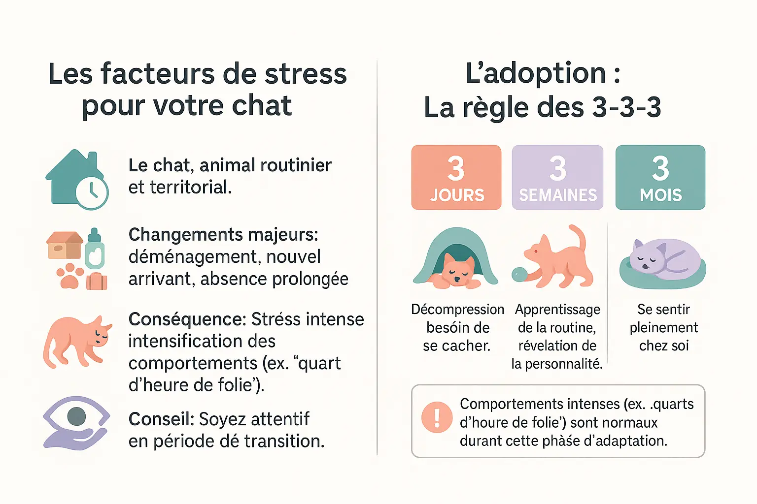 Infographie sur le stress du chat et son adaptation