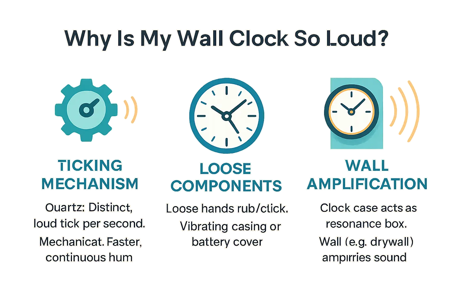 Wall clock ticking mechanism showing quartz movement