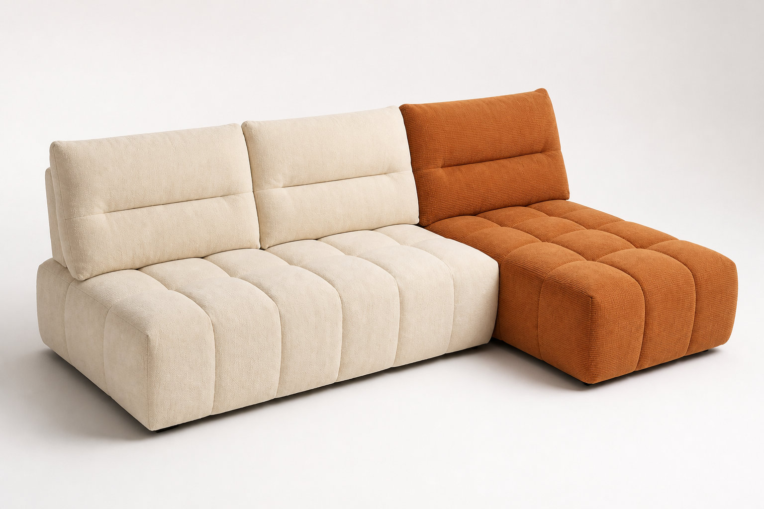 Canapé nuage d'angle modulable APOLIU : l'élégance du terracotta et beige