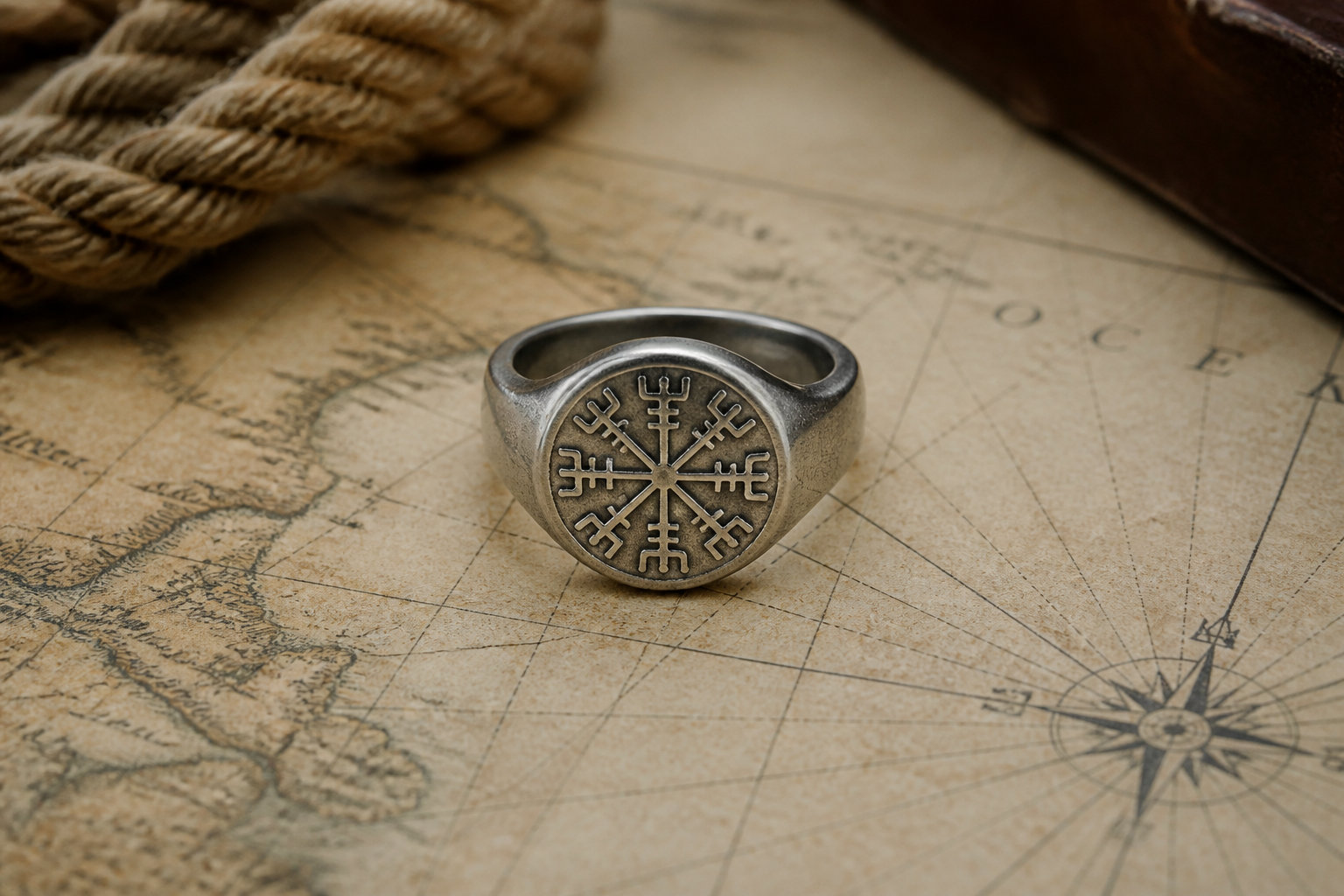 Bague Boussole Viking : maintenir la clarté du Vegvisir