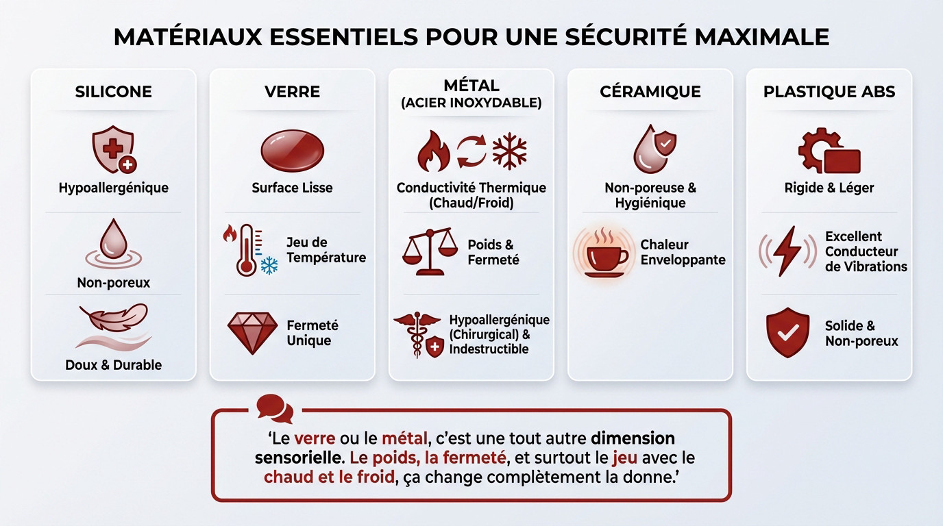 Assortiment de godemichets en matériaux sûrs comme le verre et le silicone