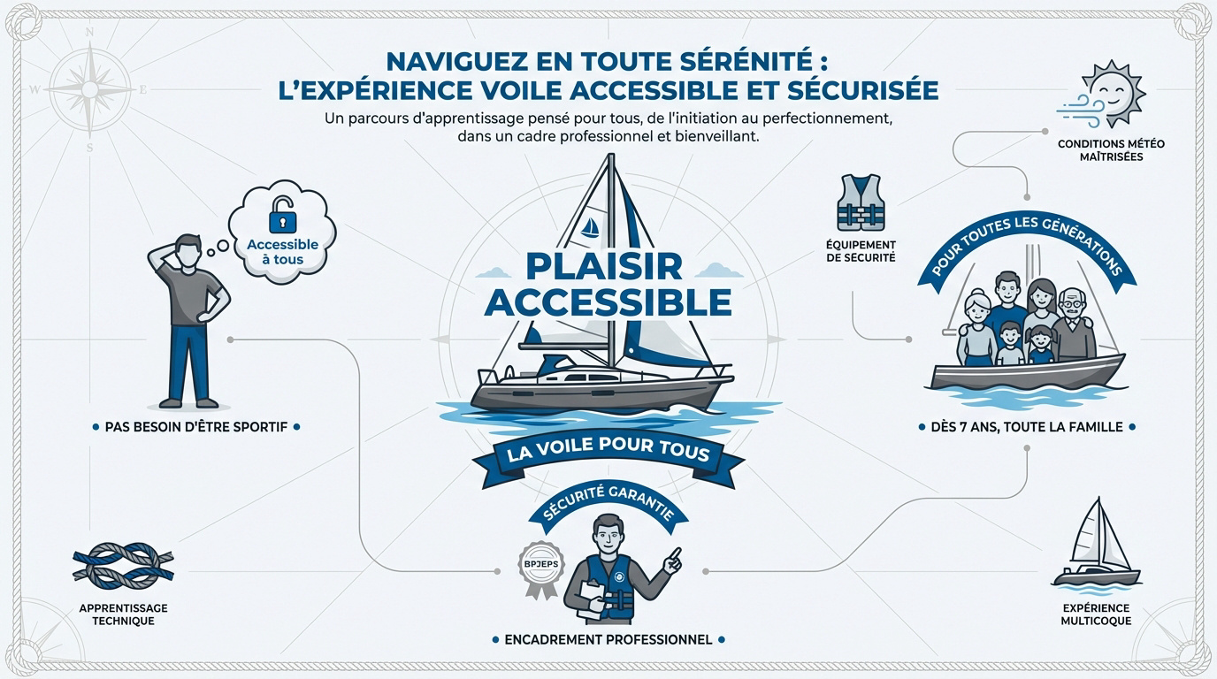 Débutants sur un voilier école sécurisé