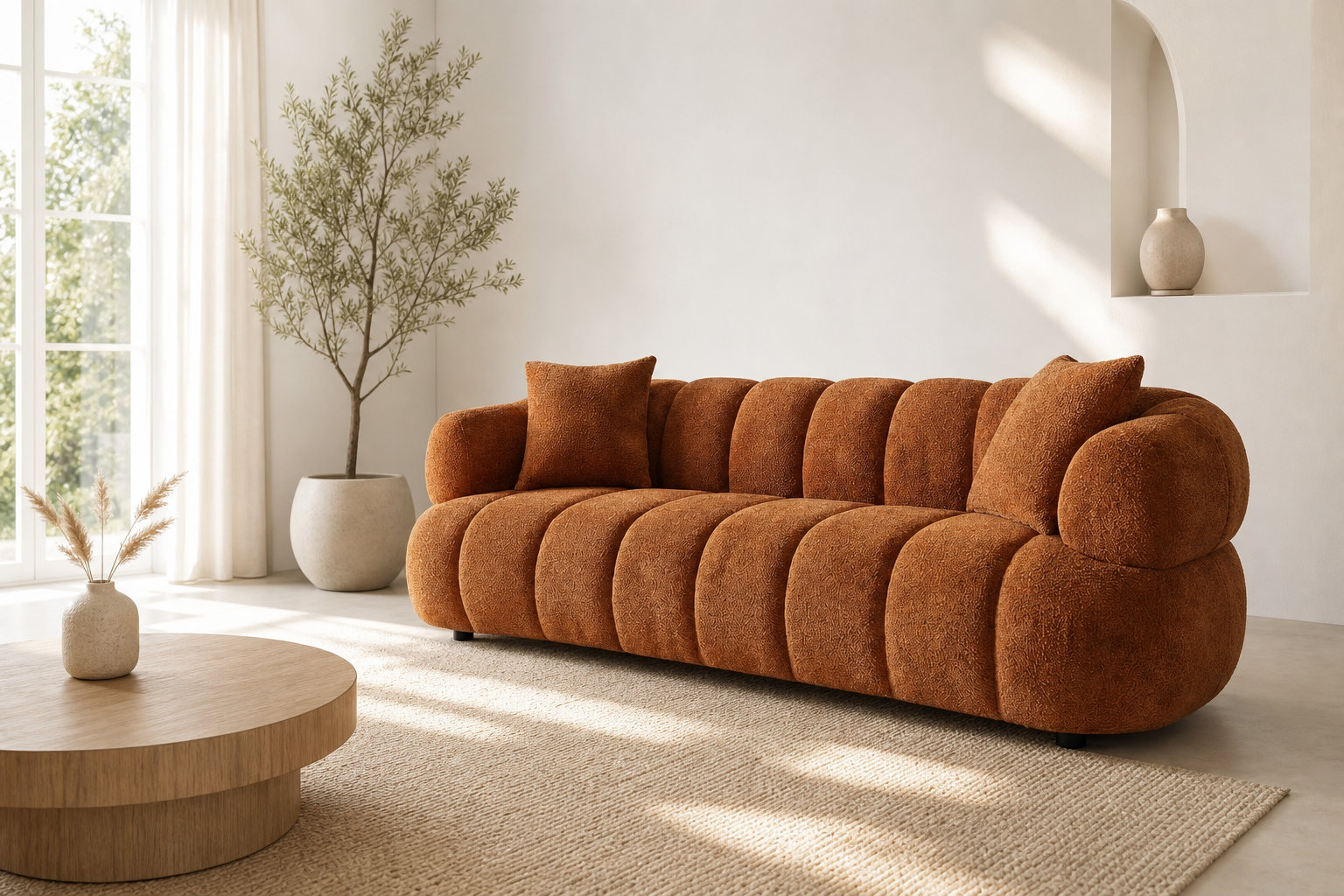 Canapé Nuage COLIANI : l'audace du matelassé terracotta