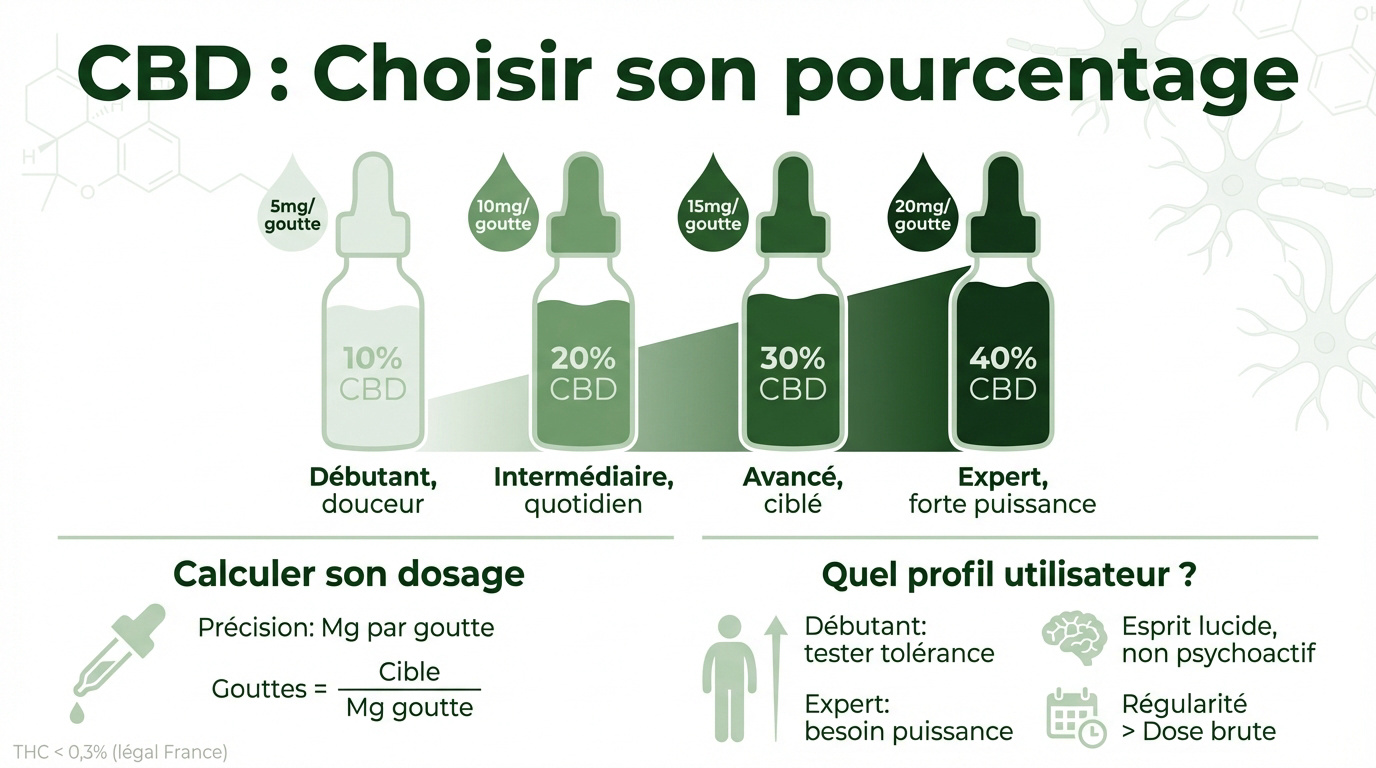 Huile CBD de différentes concentrations pour améliorer le focus