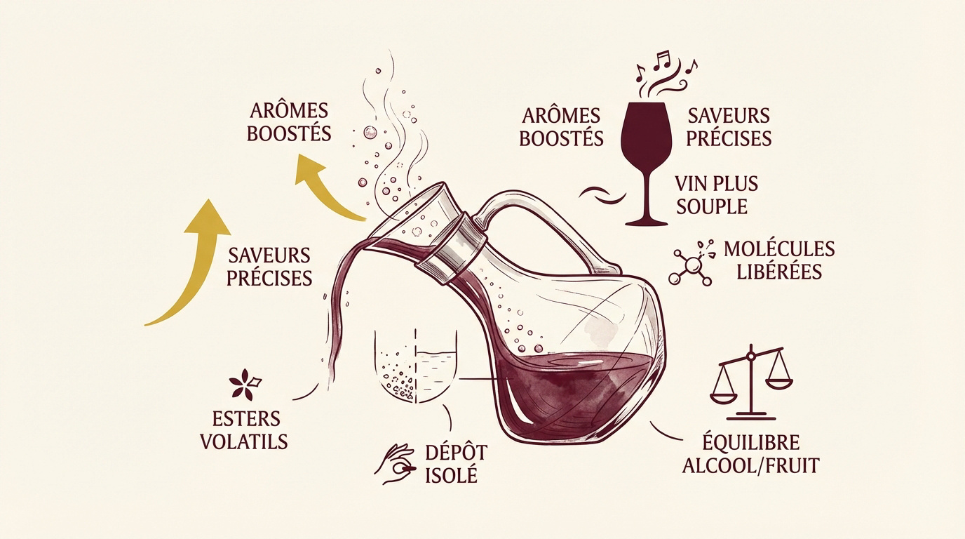 Les bienfaits du carafage vin — aération et séparation des dépôts
