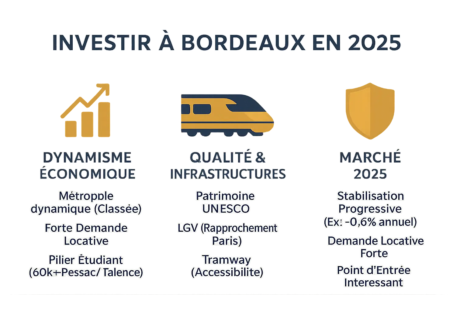Les 3 piliers de l'investissement à Bordeaux en 2025