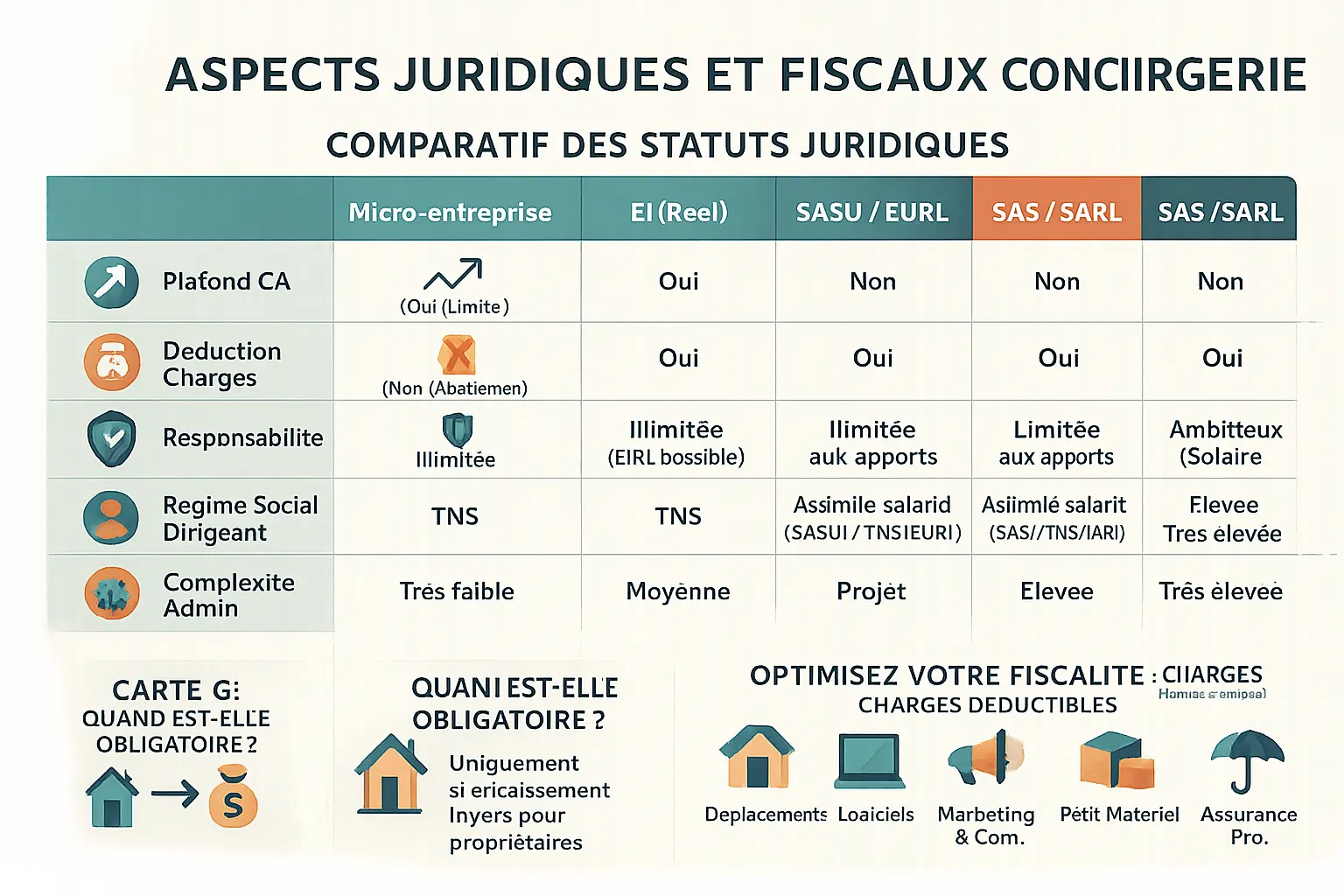 Comparaison des <strong>statuts juridiques pour une conciergerie</strong>