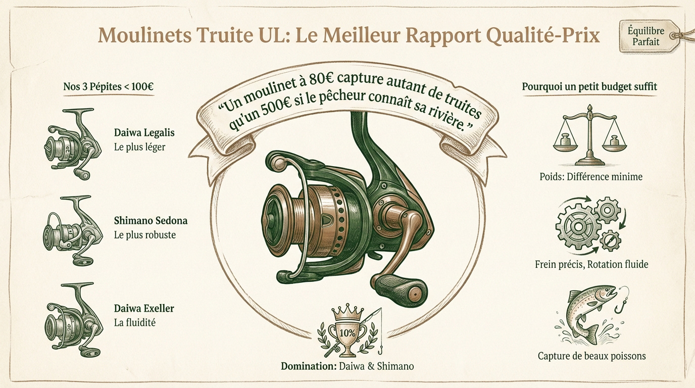 Sélection de moulinets truite ultra-léger au meilleur rapport qualité-prix