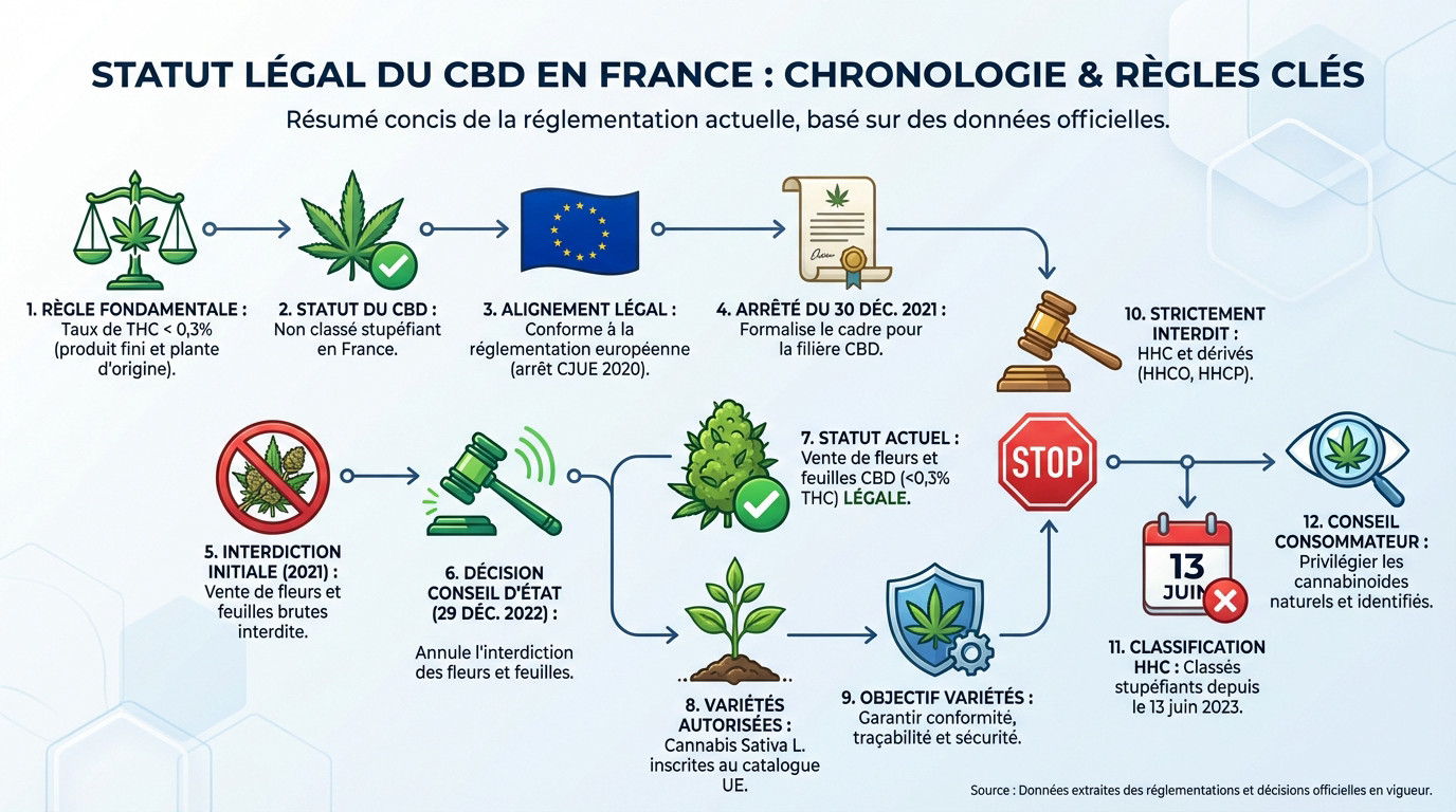 Chronologie et règles clés du statut légal du CBD en France : dates et seuils THC