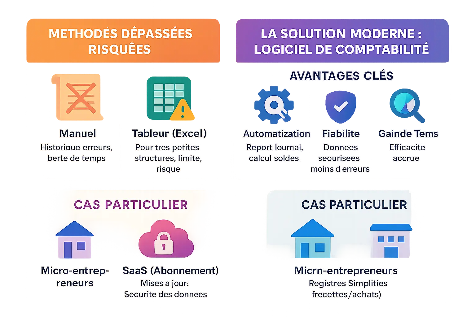 Comparaison méthodes dépassées vs solutions modernes pour le grand livre comptable