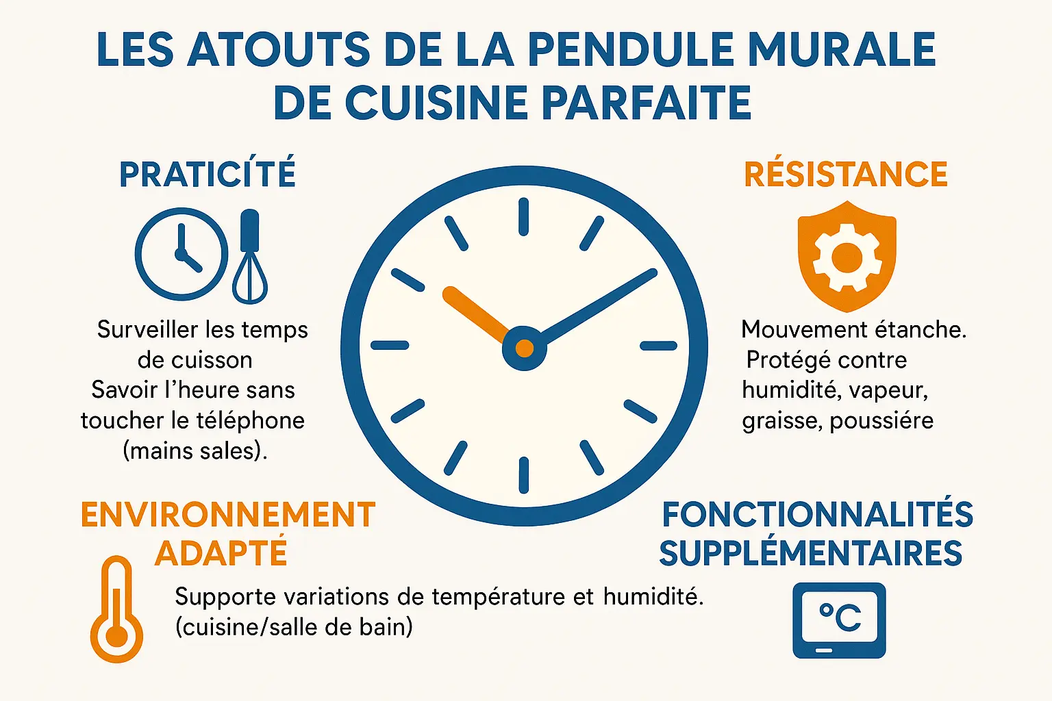 Pendule murale dans une cuisine moderne