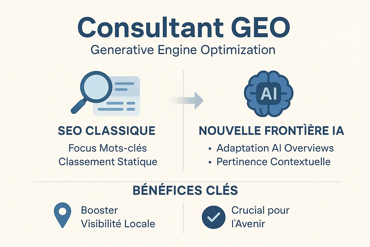 Consultant GEO : optimisation pour les moteurs de recherche IA générative
