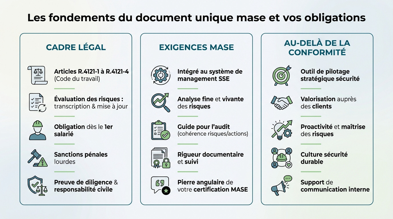Document unique MASE : obligations légales et cadre réglementaire du Code du travail