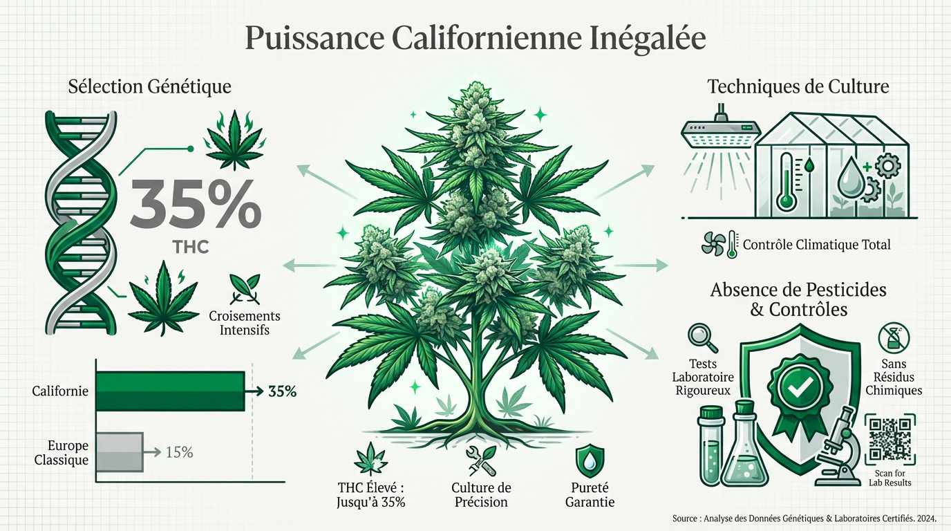 Fleurs de cannabis californien denses et riches en trichomes résineux