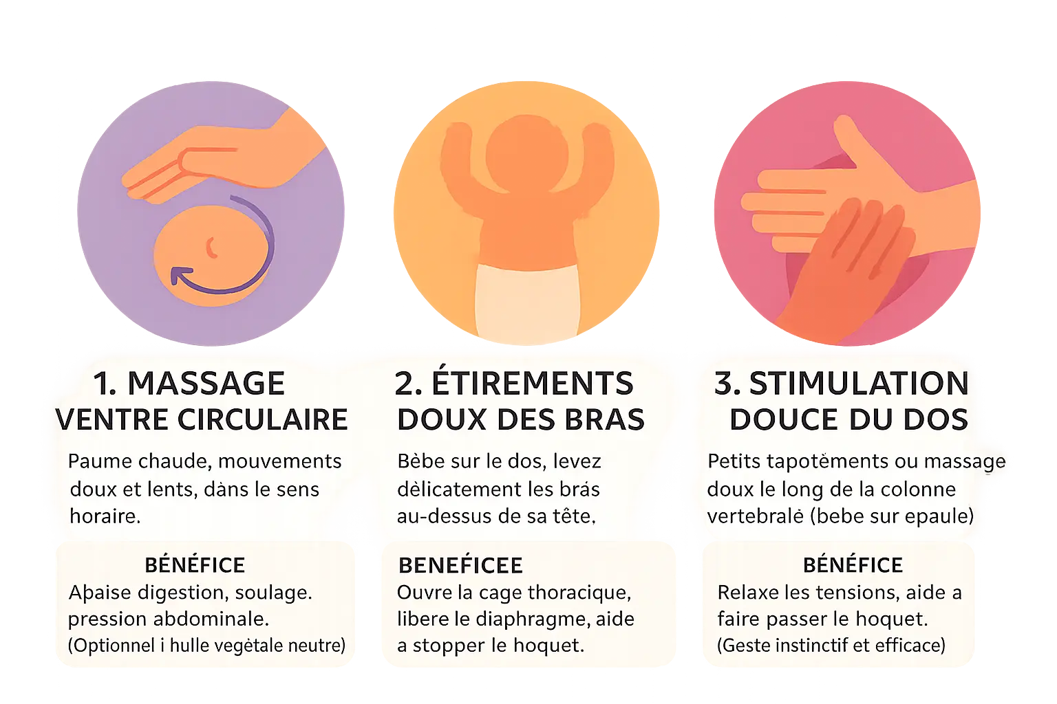 Illustration d'un parent <strong>massant doucement le ventre d'un nourrisson</strong>