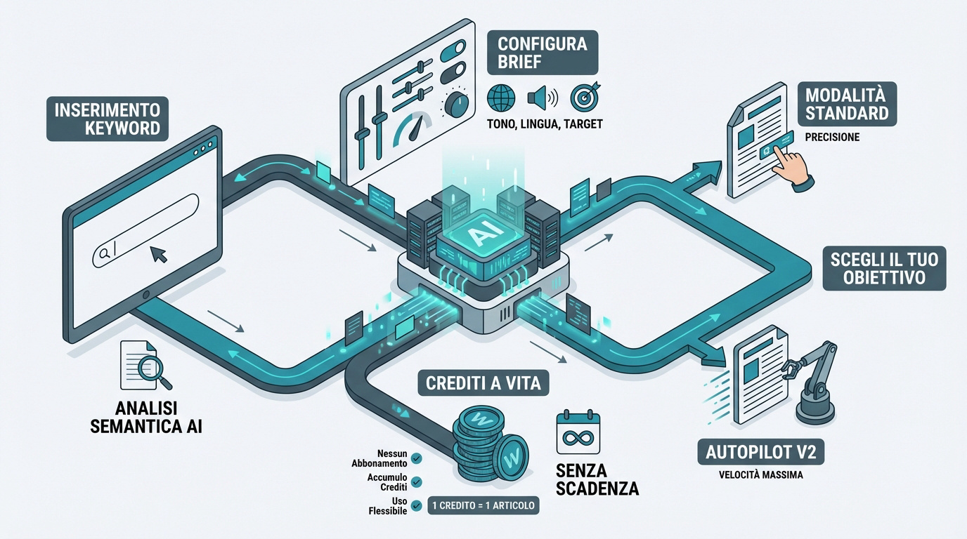 Il processo tecnico della wisewand modalità articolo per generare testi pronti per la pubblicazione