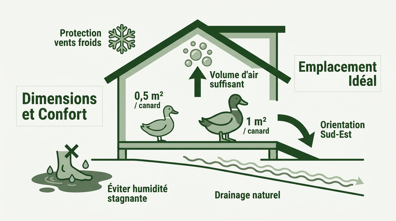 Schéma d'un abri pour canards