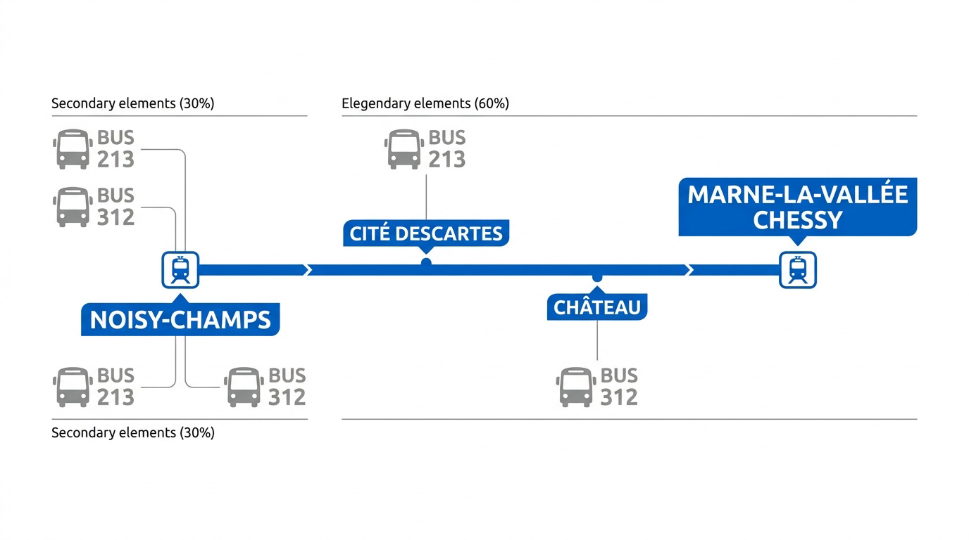 Schéma RER A et bus Marne-la-Vallée Champs-sur-Marne