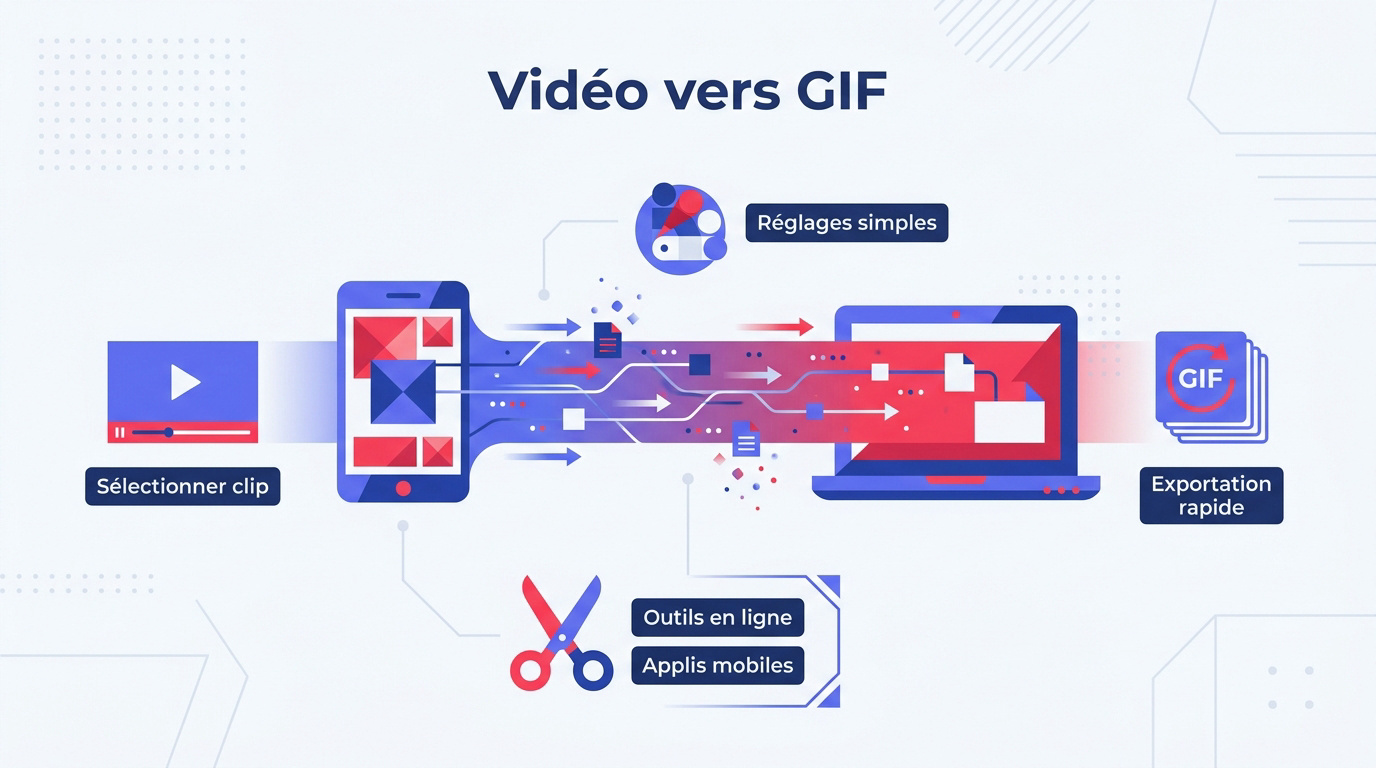 Interface de conversion d'une vidéo vers un format GIF animé rapide