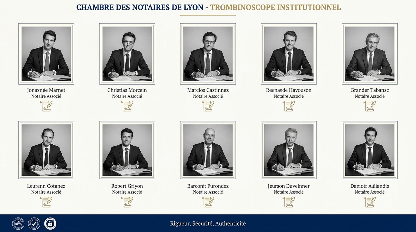 Trombinoscope institutionnel et professionnel d'une étude de notaires à Lyon