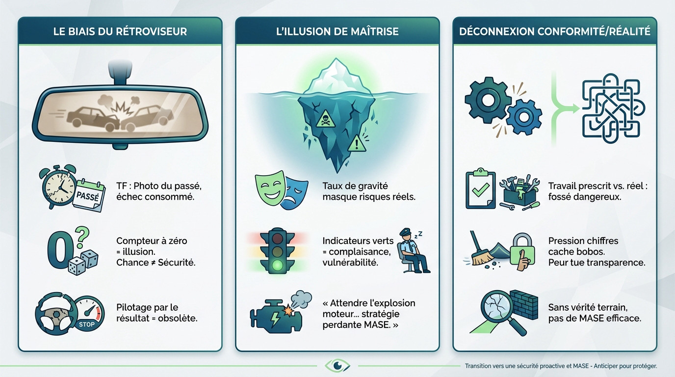 Illustration des pièges liés aux indicateurs de sécurité réactifs comme le taux de fréquence