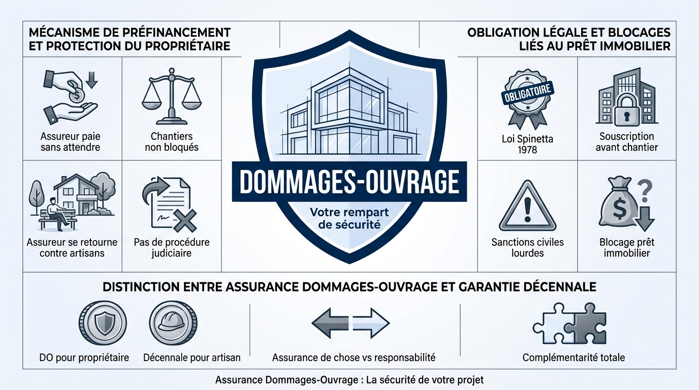 Expert en assurance conseillant un client sur la protection dommages-ouvrage à Paris