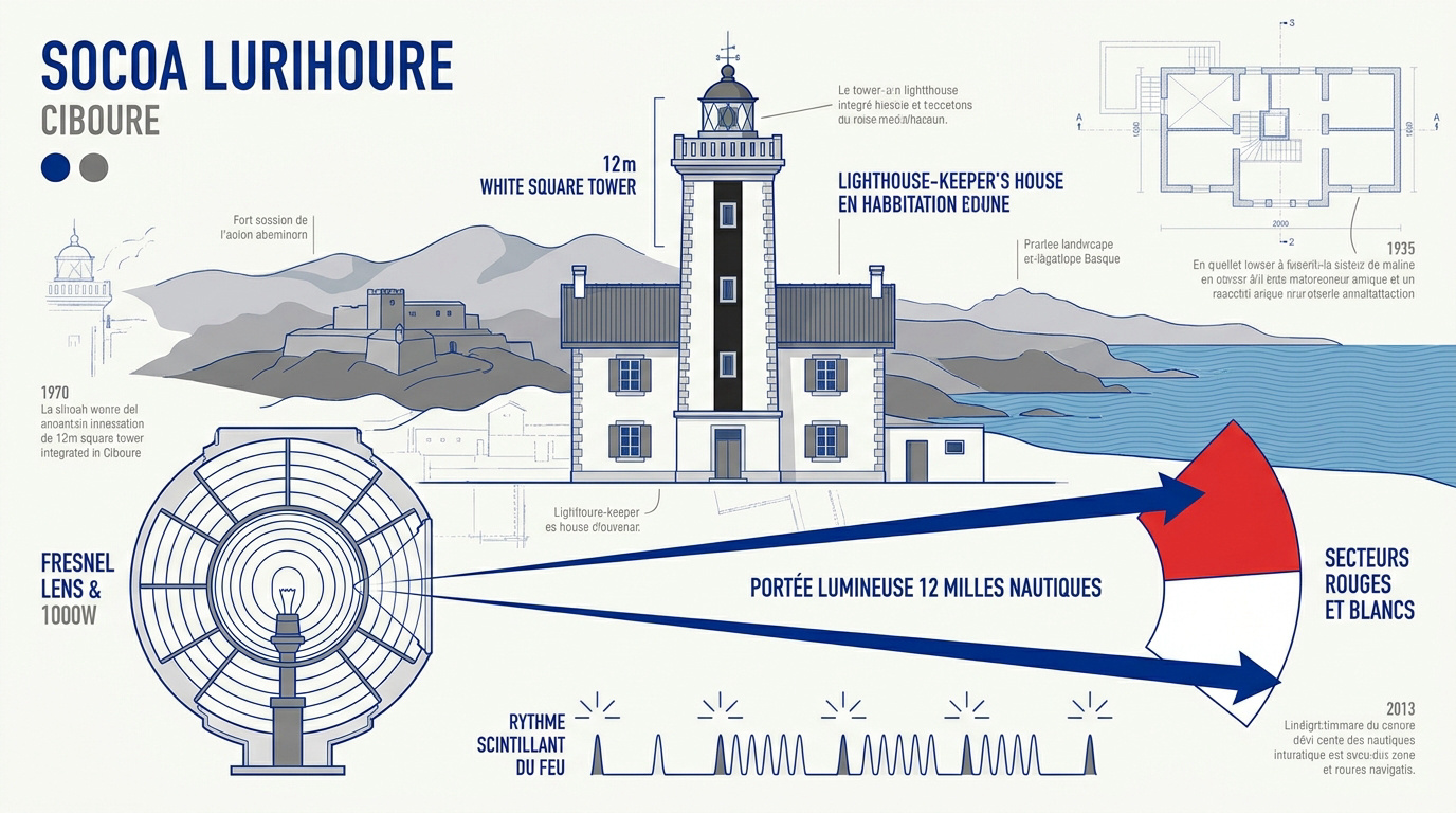 Infographie technique du phare de Socoa