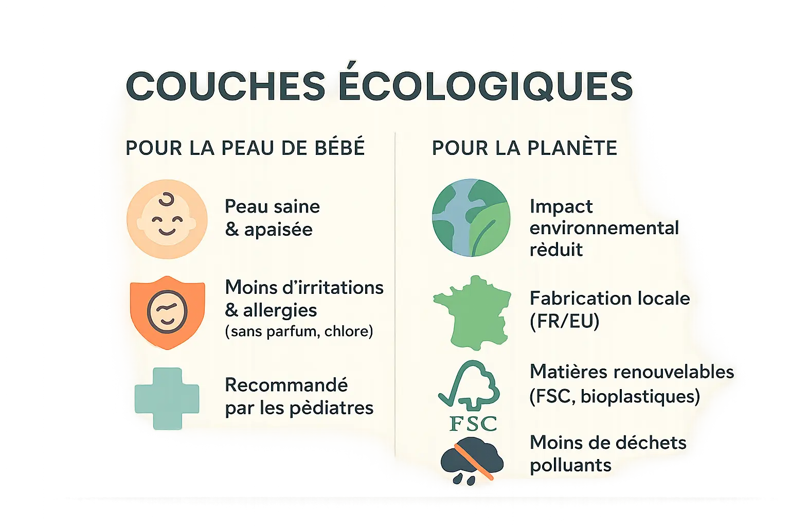 Illustration des couches écologiques pour bébé