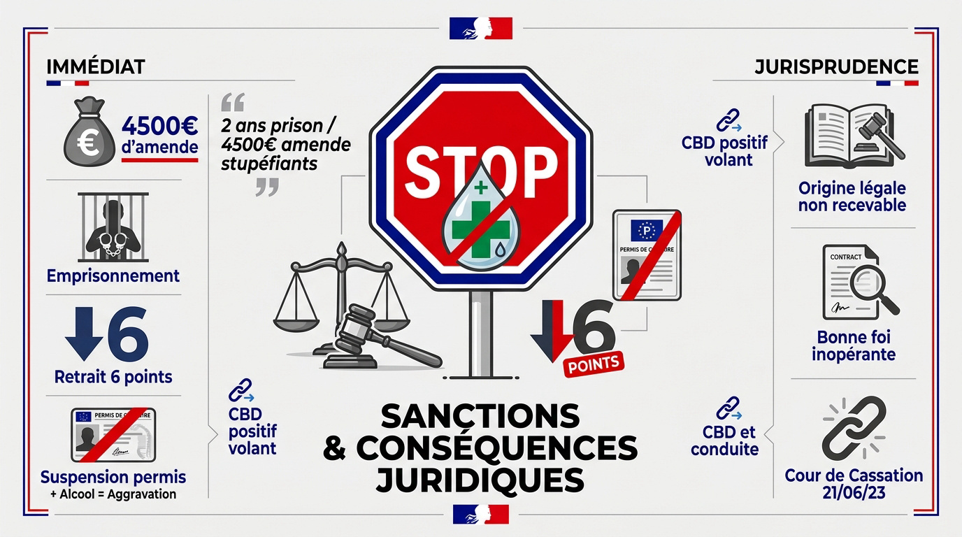 Contrôle routier et sanctions pour conduite après usage de stupéfiants