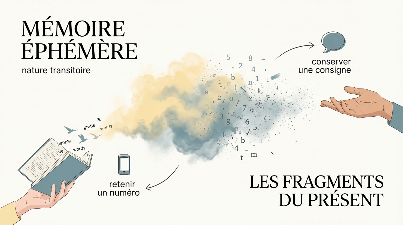 Représentation visuelle de la mémoire à court terme et des souvenirs éphémères