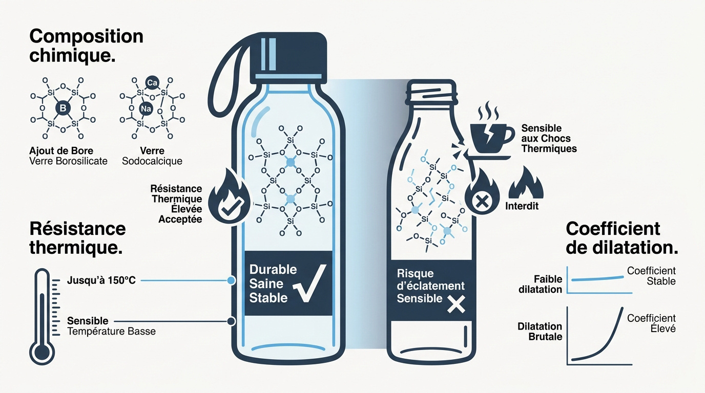 Comparaison technique entre verre borosilicate et verre classique