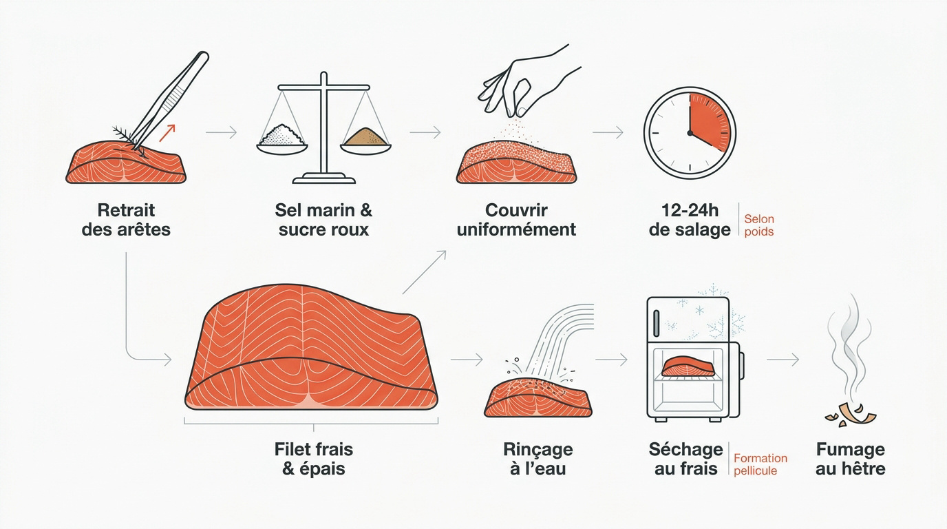 Préparation d'un filet de saumon frais