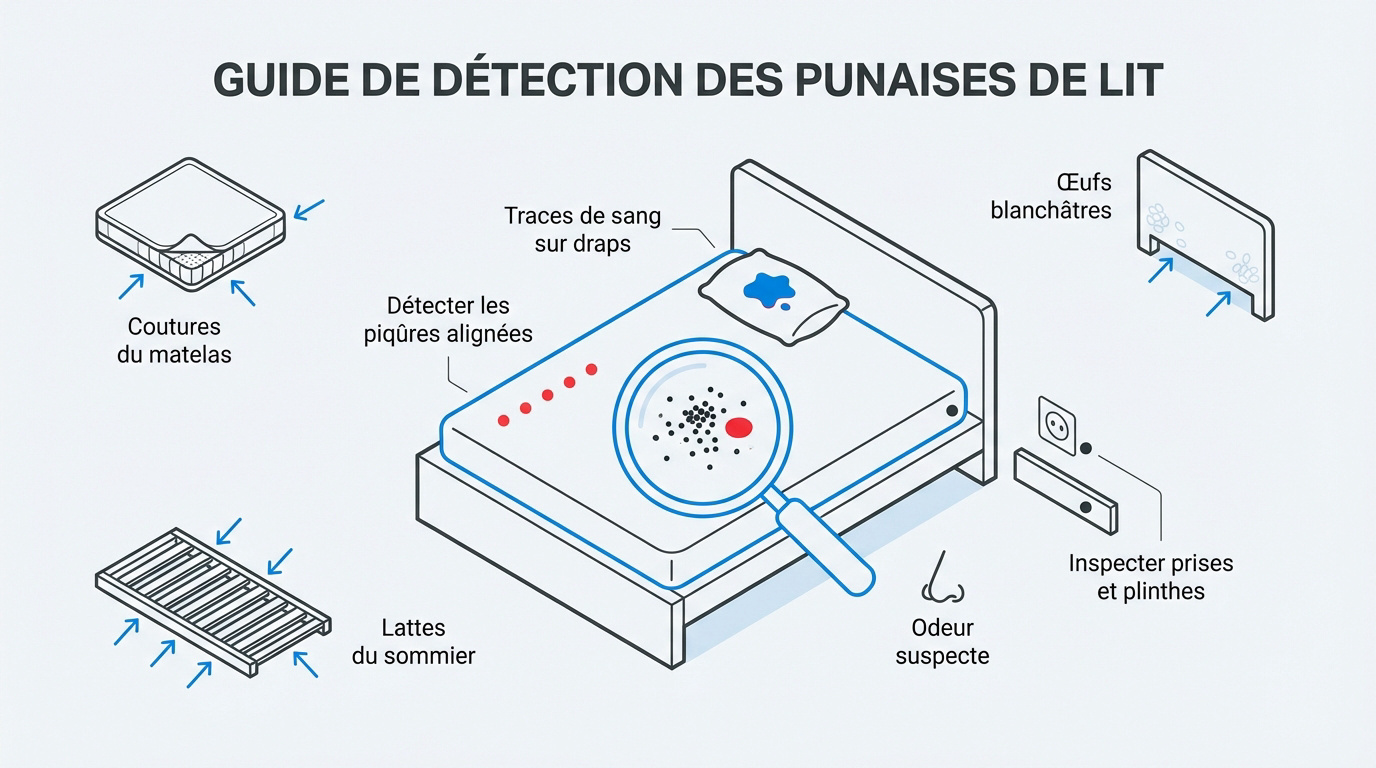Guide visuel pour identifier les cachettes des punaises de lit dans une chambre