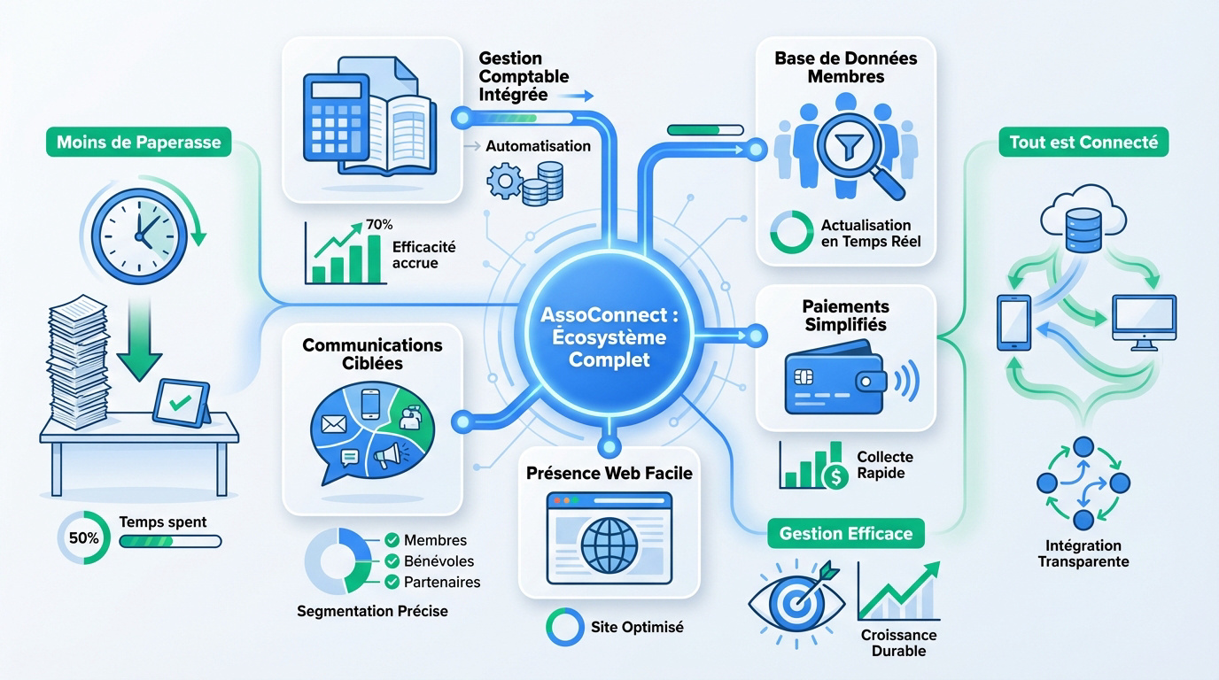Interface de gestion centralisée AssoConnect pour clubs sportifs