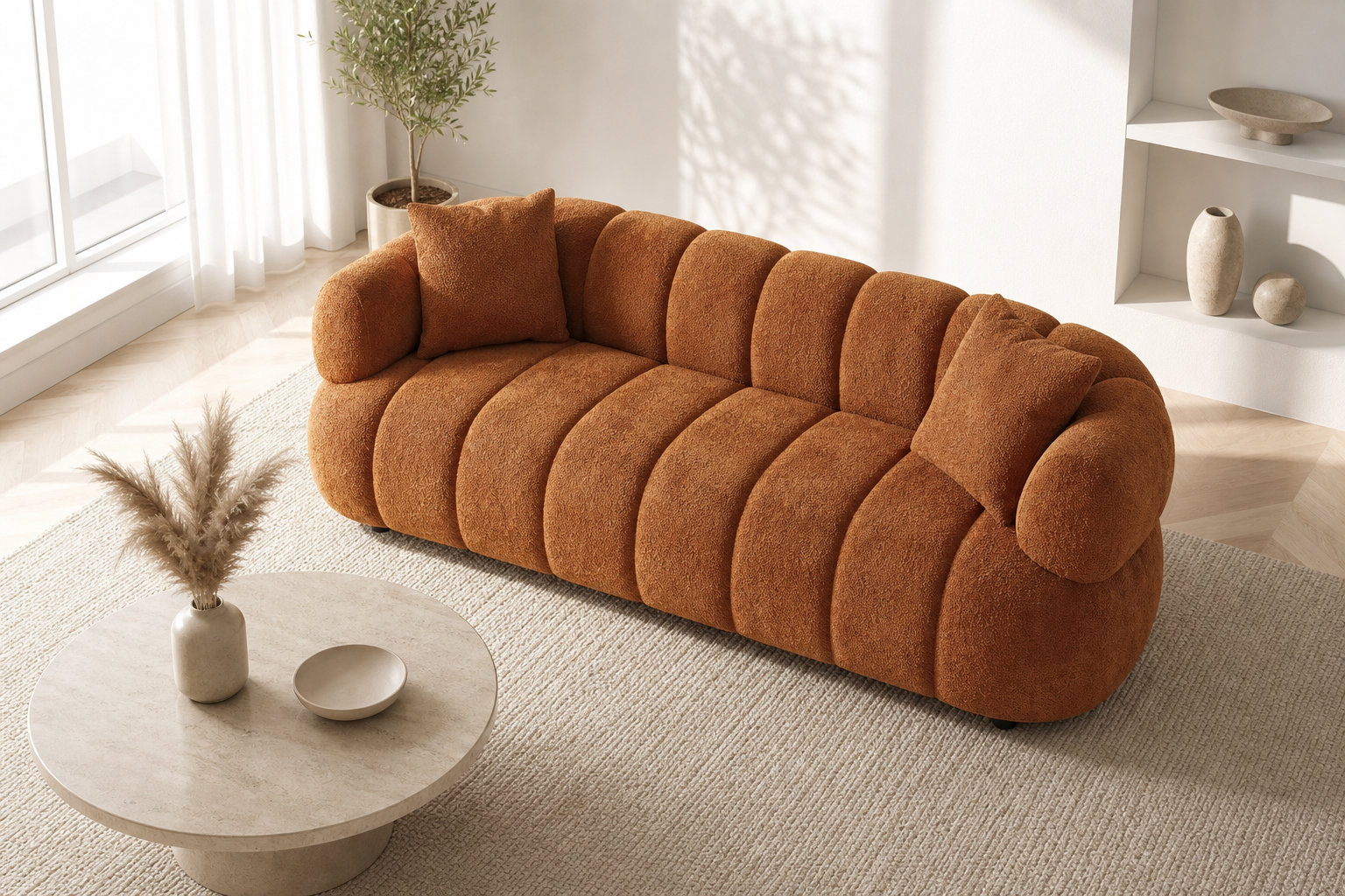 Canapé nuage arrondi 3 places terracotta - COLIANI