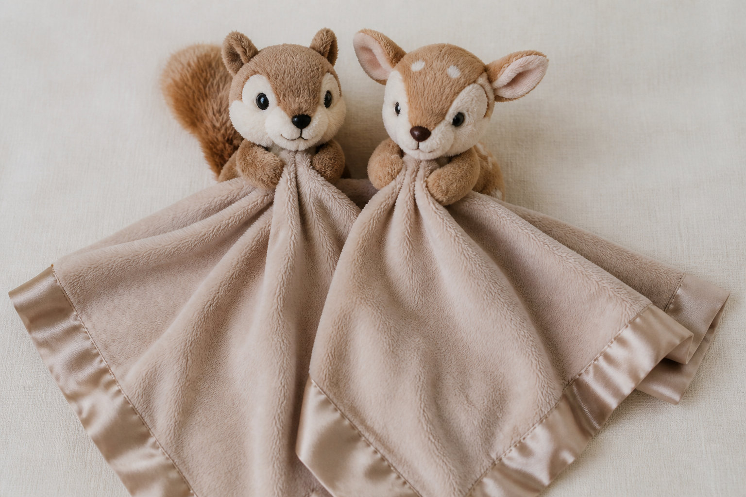 Un éveil forestier avec le doudou plat écureuil et faon