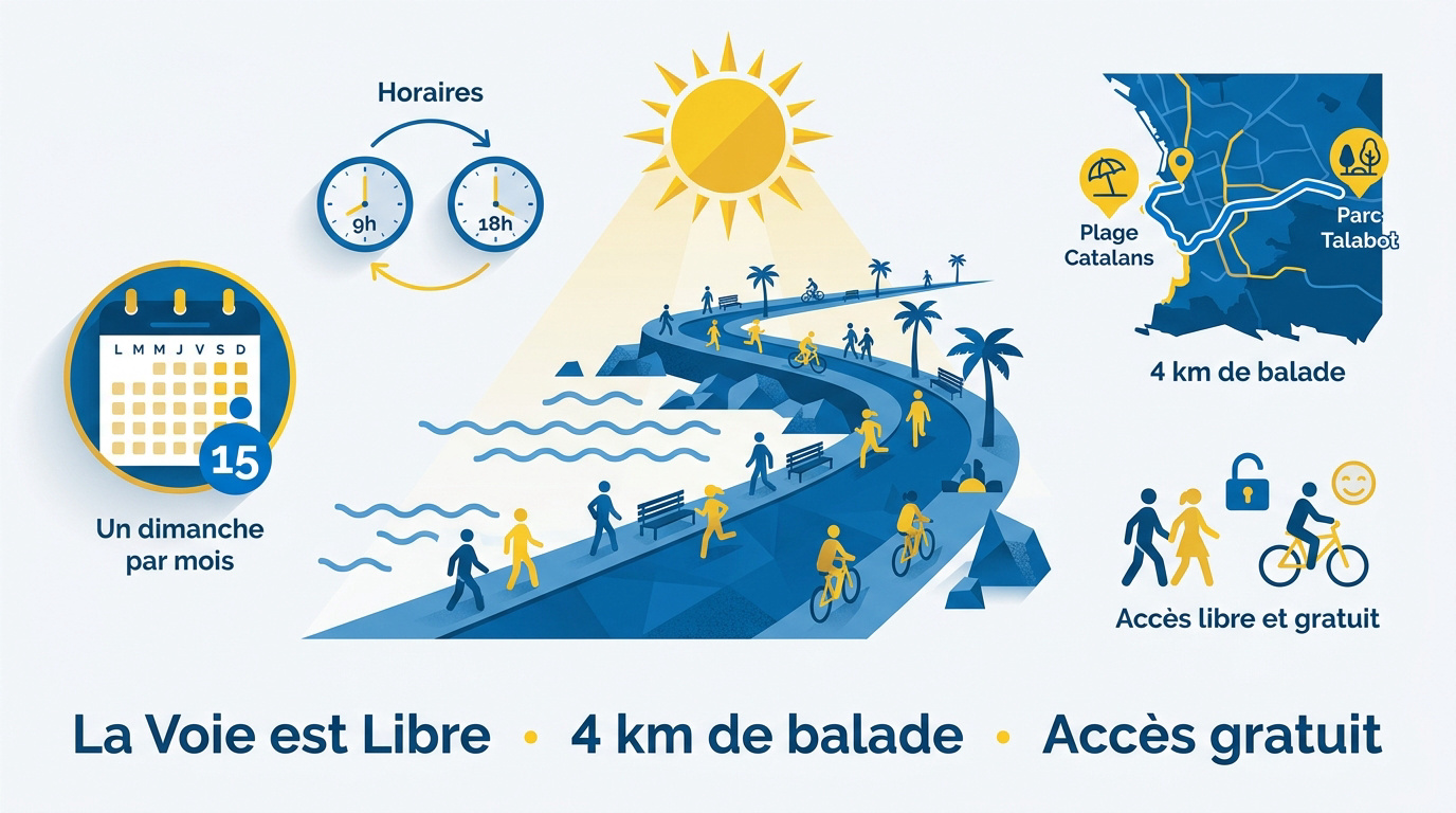 Corniche piétonne de Marseille face à la mer