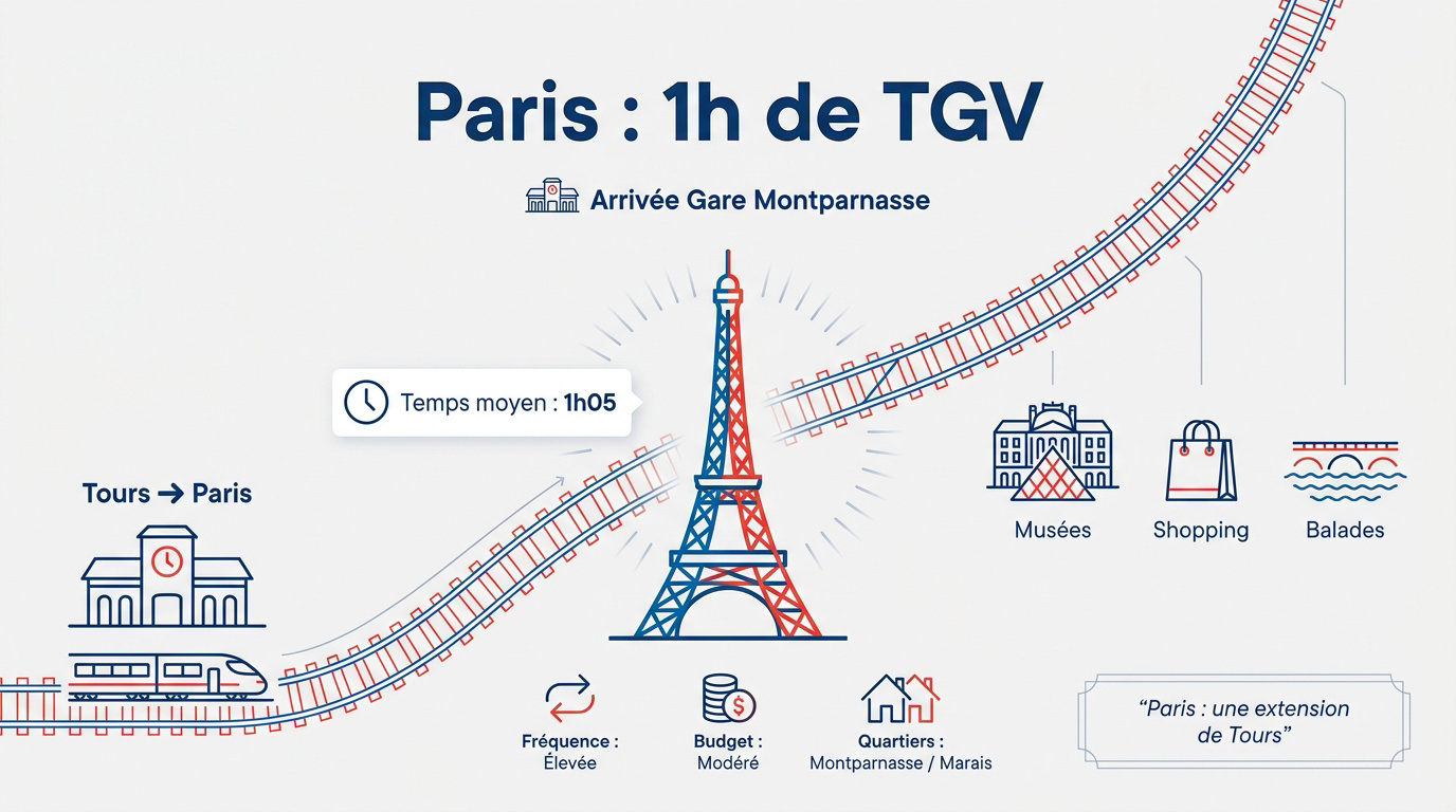 Vue de Paris accessible rapidement en train depuis Tours