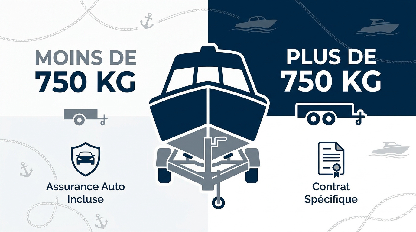 Schéma explicatif des obligations d'assurance pour remorque bateau selon le PTAC