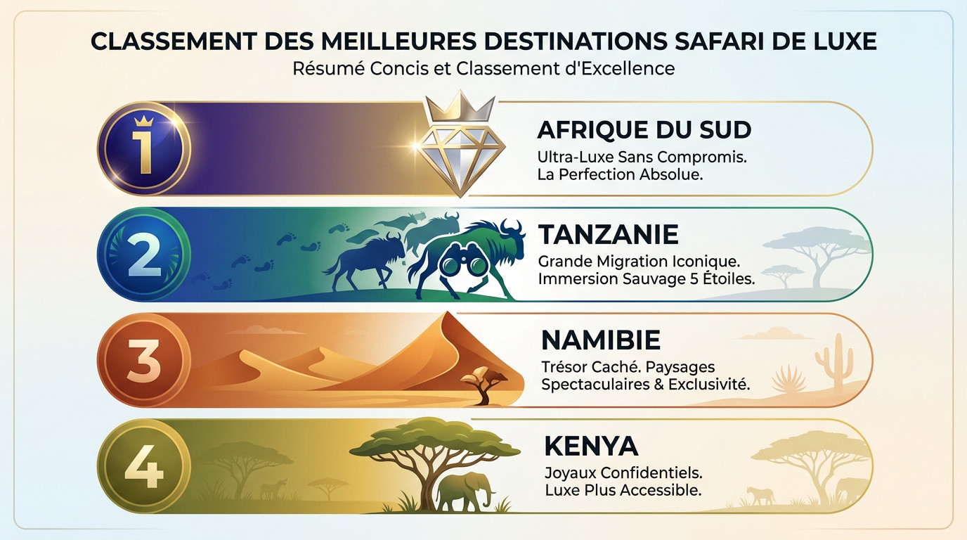 Classement des meilleures destinations pour un safari de luxe en Afrique
