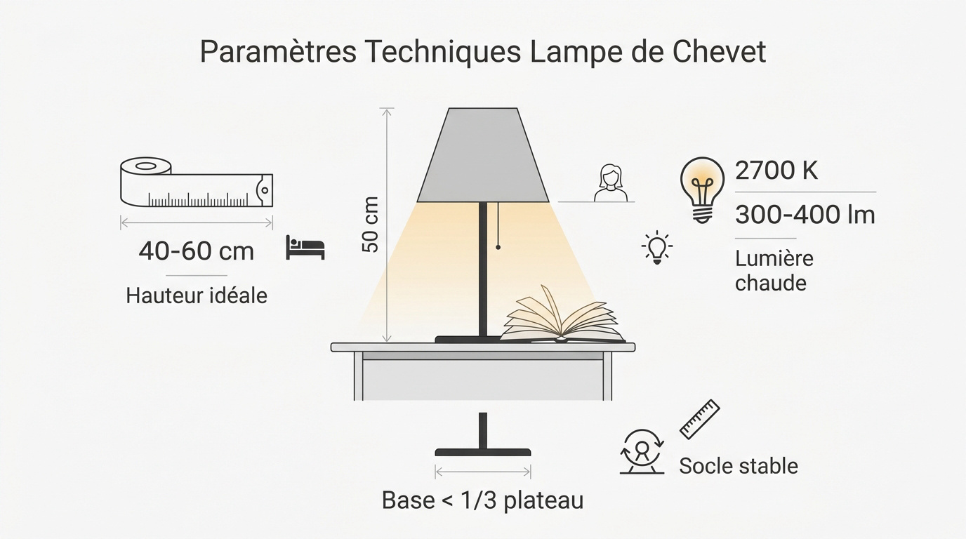 Guide des paramètres techniques pour choisir une lampe de chevet adaptée à la chambre