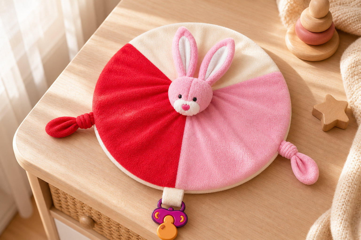 Doudou Lapin Rose et rouge