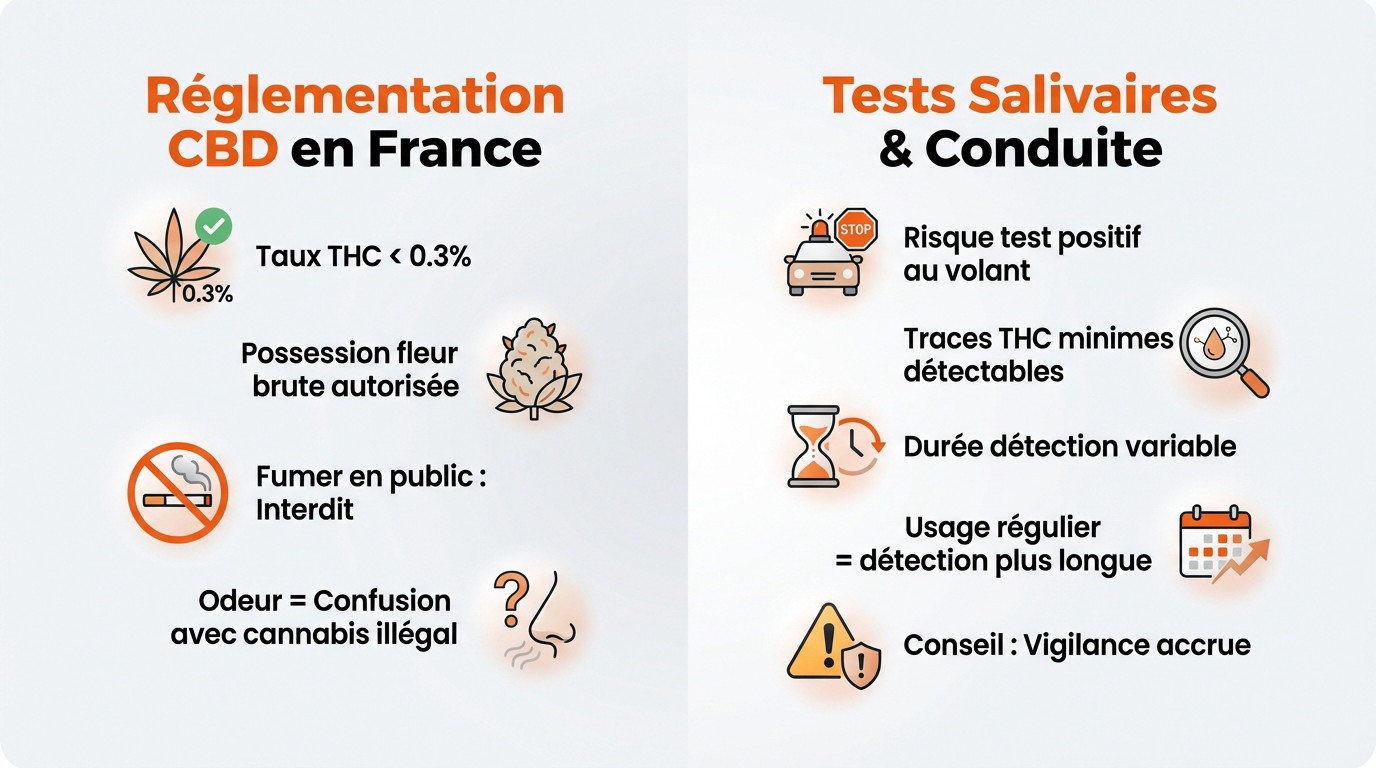 Réglementation CBD France et risques tests salivaires