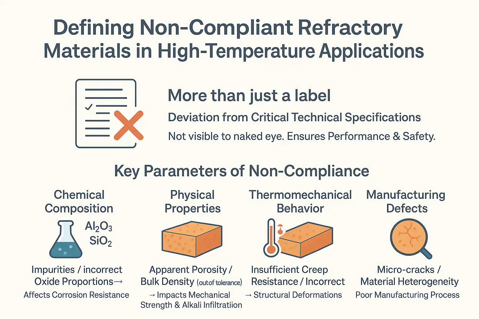 Refractory material microstructure under stress