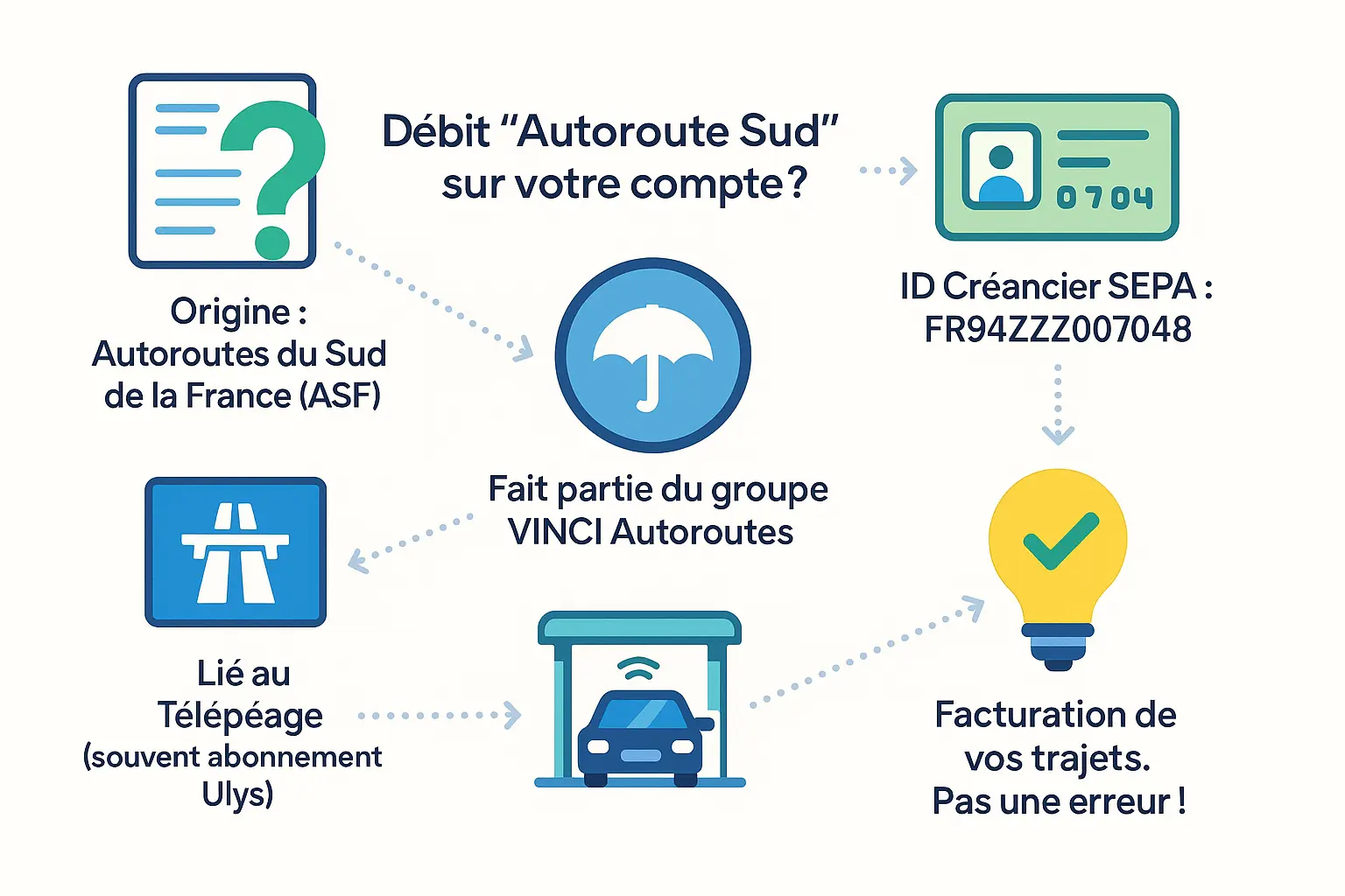 Illustration d'un prélèvement autoroute sud sur un relevé bancaire