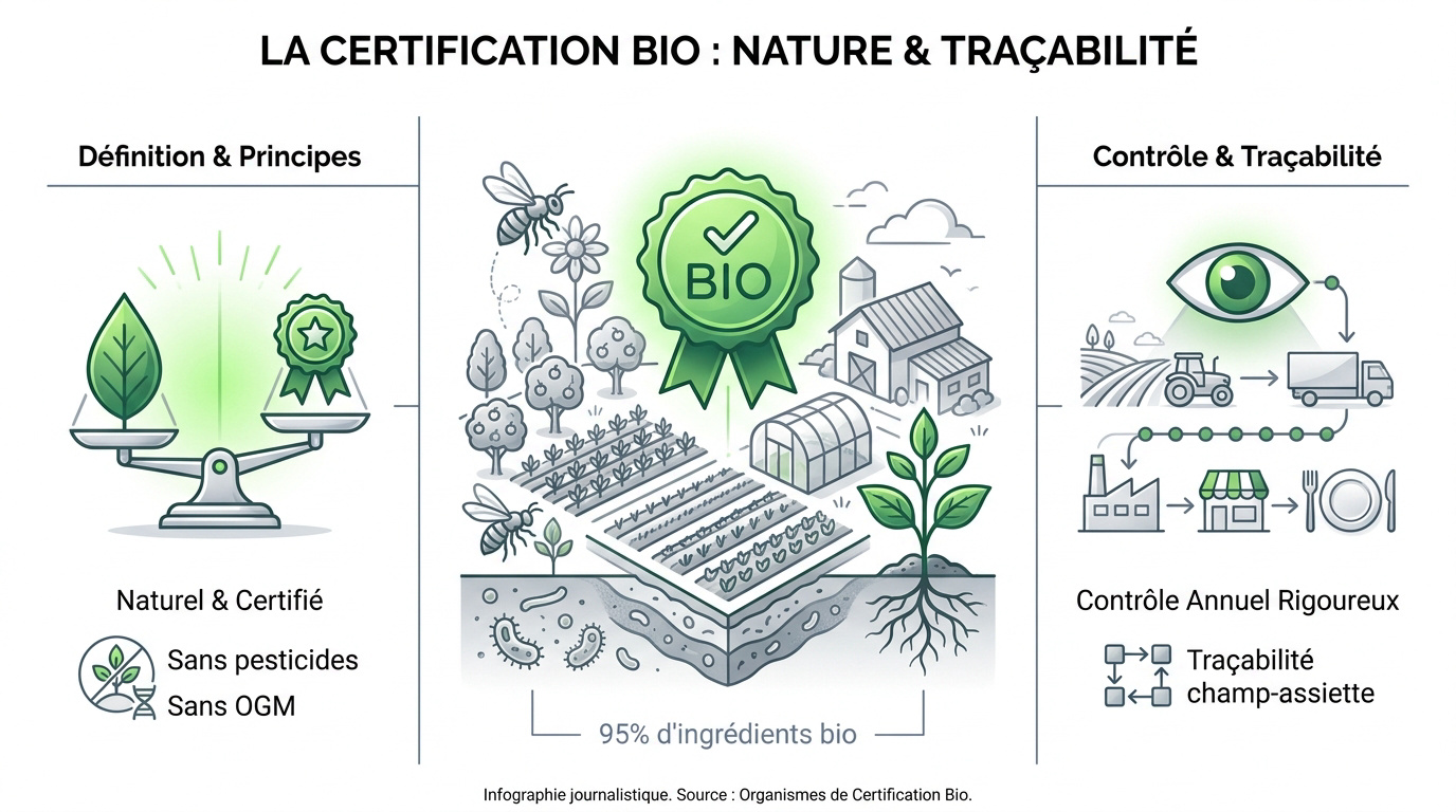 Logo de certification bio garantissant la traçabilité et le respect de la nature