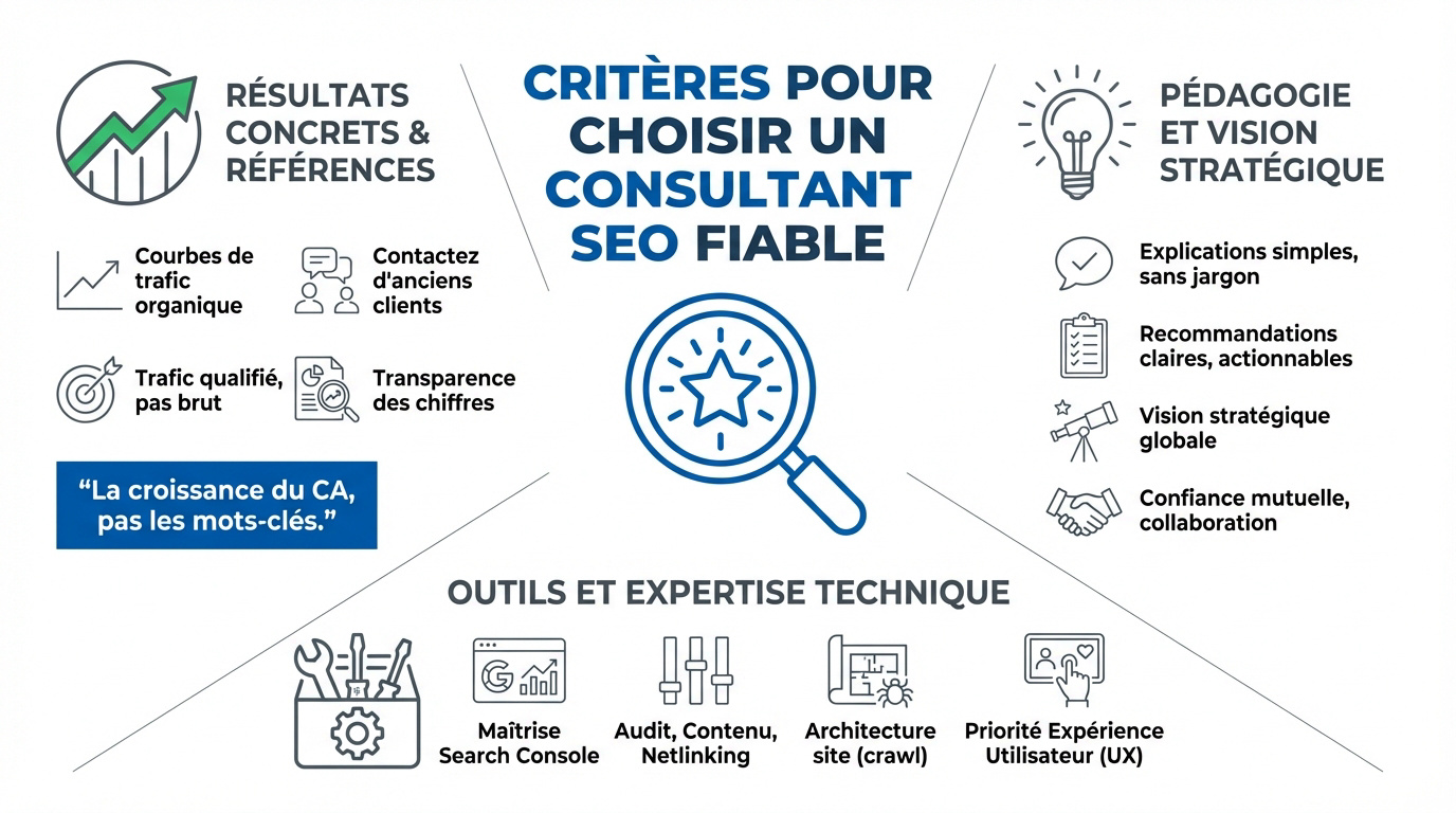 Consultant SEO expert analysant des données de performance organique