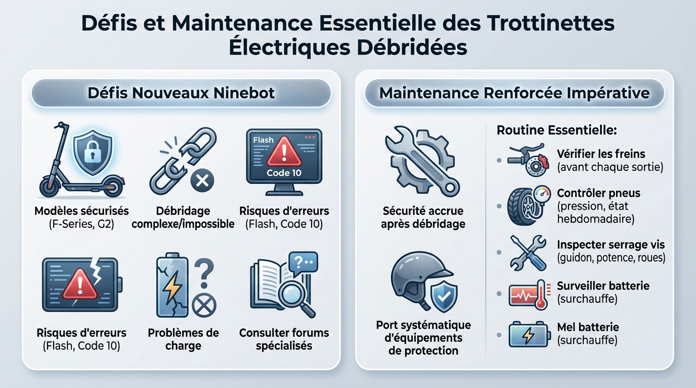 Maintenance et vérification technique d'une trottinette électrique Ninebot après débridage