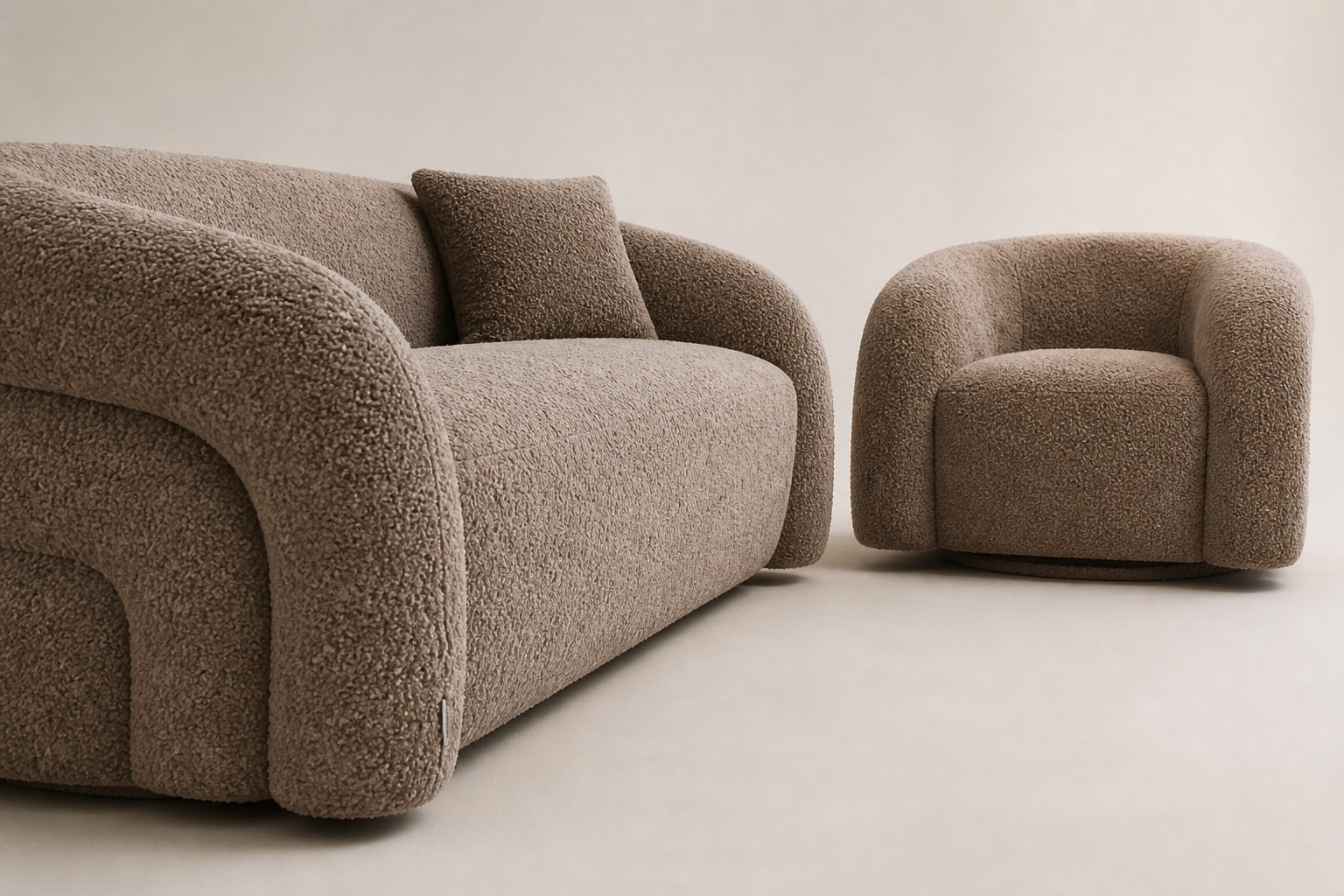 Esprit haute couture du canapé Lapiota 3 places taupe