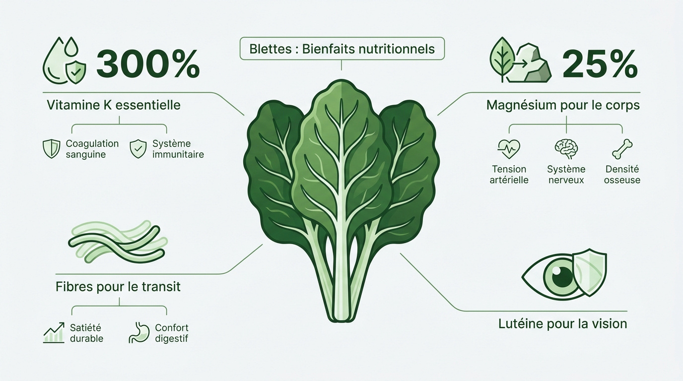 Blettes fraîches riches en vitamines et minéraux pour la santé